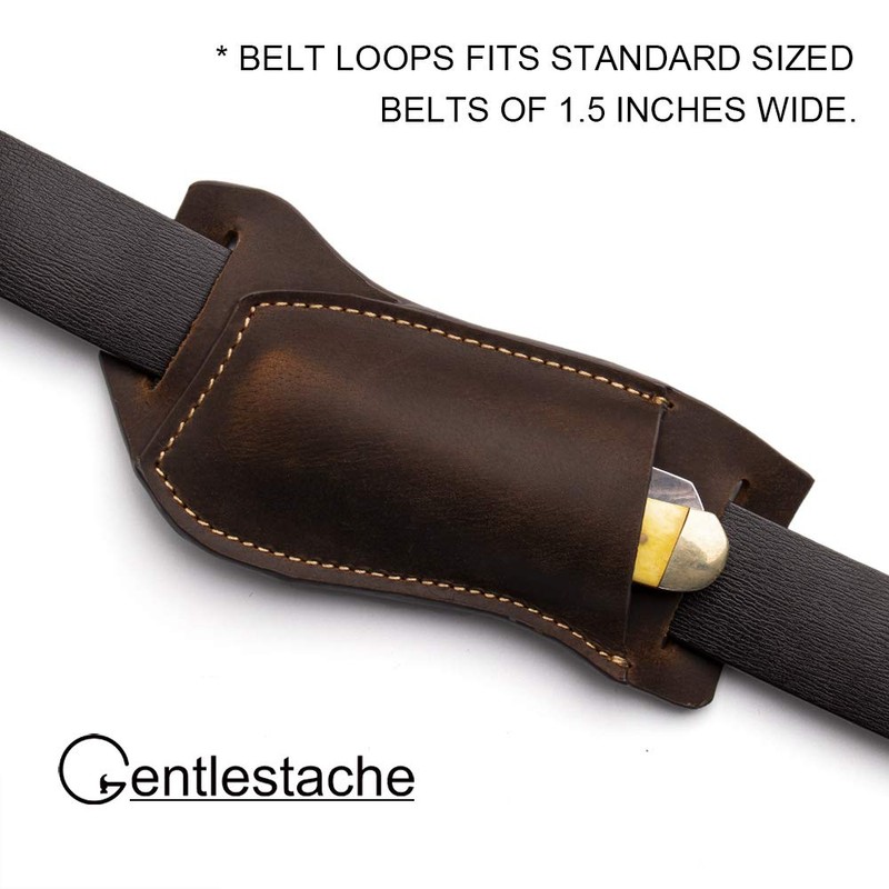 Gentlestache Leather Pocket Knife Sheaths for Belt, Folding Knife Sheath,