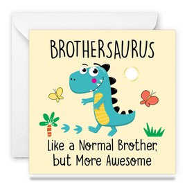Papa Prints Brothersaurus Birthday Card Brother Birthday Cards from Sister Birthday card for Brother (145 x 150 mm) Happy Birthday Brother Birthday Cards Kids with white envelope