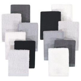 Hudson Baby Unisex Rayon from Bamboo Woven Washcloths 12pk, Black White