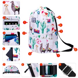 HAWEE Waterproof Drawstring Bags Backpack Large Gym Bag Drawstring Daypack Unisex for Women Men Daily Life Outdoor Casual Sport Yoga School Beach Swim
