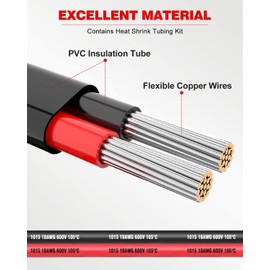 18 Gauge Wire 2 Conductor Electrical Wire, 18 AWG Wire Stranded PVC Cord, 12V Low Voltage/Tinned Copper/Flexible/18/2 Wire for Automotive Wire LED Strips Lamp Lighting Marine (15FT-4.57M)