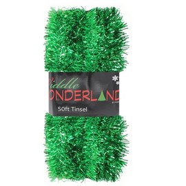 Widdle Gifts 50ft x 3cm Tinsel Extra Long 15 Metre Christmas Decoration, Crafting, Christmas Trees and party Decorations (Green)