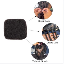 Human Hair Afro Kinky Bulk for Dreadlock Hair Extensions 30g/bundle Loc Repair Braiding Twist Afro Kinky Human Hair for Locs 4 Bundles/Package (10 Inch, 1B - Natural Black)