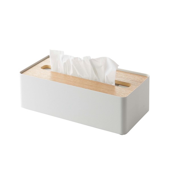 Yamazaki Industries 7730 Tissue Case with Lid, Rin, L, Natural