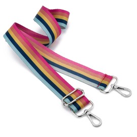 Silvery Buckles Wide Shoulder Strap Adjustable Replacement Belt Guitar Style Crossbody Bag Handbag Strap Multicolor Canvas Straps(Wide:1.4in,Long:49.2in) (rainbow2)