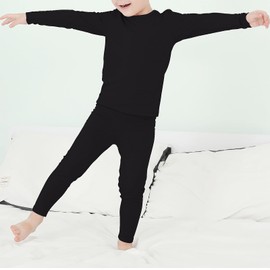 Girls Underwear Kids Thermal Underwears Toddler Winter Base Layer Long Johns Sets for Boys A Black Large (100) /3T-4T