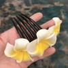 12Pcs 2.4 White Yellow Plumeria Flower Hair Clips Hawaiian Foam