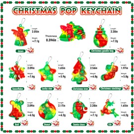 Christmas Pop Fidget Toys Bulk Its Christmas Party Favors for Kids 30 PCS Mini Pop Keychain It Christmas Stocking Stuffers Goodie Bag Stuffers Fidgets for Classroom Prizes for Kids Party Supplies