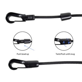 PARACORD PLANET 1/4" Elastic Bungee Shock Cord and Hooks - Stretch String Rope with Bungee Shock Cord Hooks - Kayaks, Camping, Boats, Exercise, Fitness, and Outdoor Use (50 Feet, 20 Hooks)