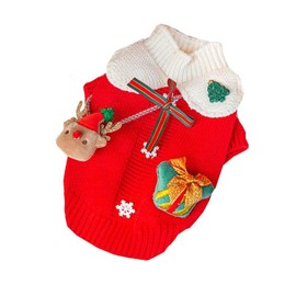Christmas Dog Outfit Christmas Dog Cat Sweater with Elk Snowflake Puppy Clothes for Small Dog Girl XS Pomeranian Chihuahua Yorkie PUP Knitted Coat (XL)