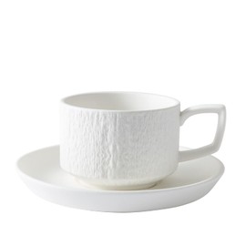 JinGlory Rock Texture Embossed Ceramic Coffee Cup Set Tea Set,Cappuccino Cup,Novelty Ceramic Cup and Saucer,Espresso Cup for Friends/Women/Men/Mother/Father,6 oz,White