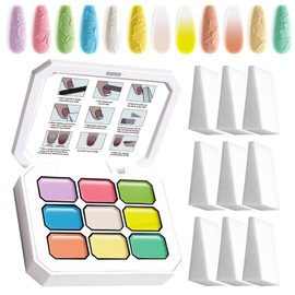 U-Shinein Gradient Painting Gel, 9 Colors Ombre Gel Nail Polish with 9Pcs Large Nail Sponges Sponging for Ombre Nails Aura Nails French Manicure Soak Off UV N
