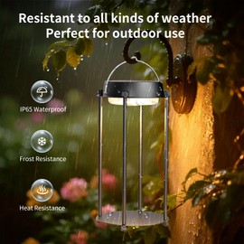 BSgifts Solar Lanterns Outdoor Waterproof, LED Hanging Solar Lights for Outside, 3 Color Modes Dimmable, Rechargeable Solar Powered Lantern for Garden Yard Porch Patio Indoor Decor, Black