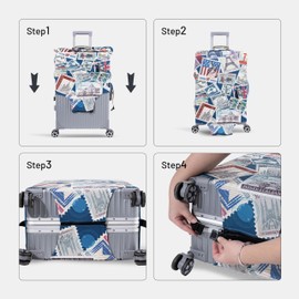 OrgaWise Luggage Covers for Suitcase - Fashionable Protector, Elastic Washable & Stretchable Suitcase covers for luggage, Anti-scratch - Fits 18-32 Inch Luggage（Stamp S）