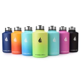 HYDRO CELL Stainless Steel Water Bottle w/ Straw & Wide Mouth Lids (64oz 40oz 32oz 24oz 18oz 14oz) - Keeps Liquids Perfectly Hot or Cold with Double Wall Vacuum Insulated Sweat Proof Sport Design (White/Pink 64oz)