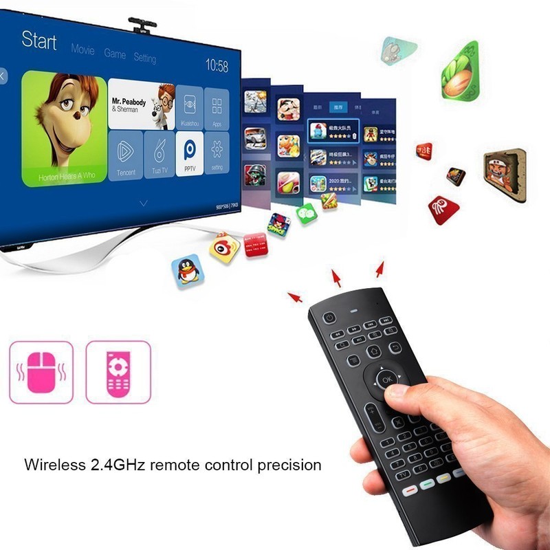 Air Mouse,MX3 Pro Voice Mini Keyboard, Backlit Remote Control,Mini Wireless