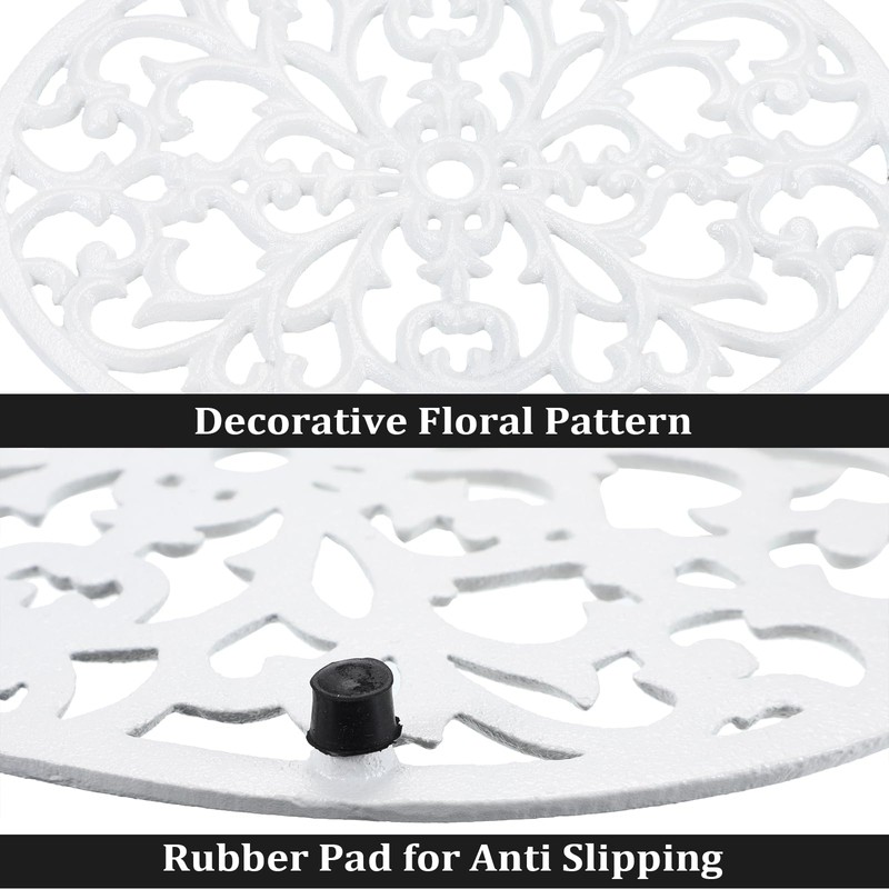 2 Pack Cast Iron Trivets, Decorative Oval Trivet 9.6"x7.3", Heat