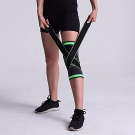 NuCamper Rodillera para dolor de artritis, manga de compresión ajustable para hombres y mujeres, alivio del dolor, soporte de rodilla para recuperación de lesiones, desgarro de menisco, correr, deportes, entrenamiento (verde, grande)