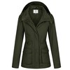 WenVen Women's Spring Lightweight Coat Military Cargo Jacket (Army Green,