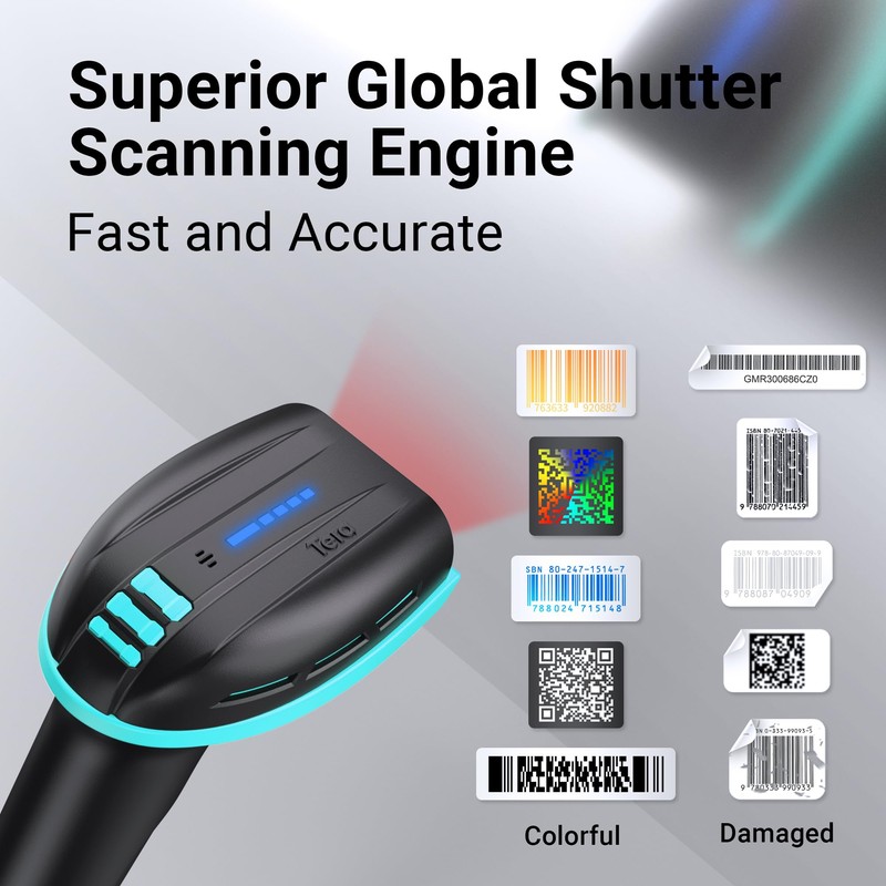 Tera Pro Barcode Scanner with Power Switch Battery Level Indicator