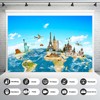 7x5ft Worldwide Continent Backdrop Globe Travel Map Background Famous Landmark