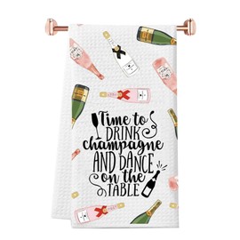 WCGXKO Ideas Time to Drink and Dance On The Table Kitchen Towel Bachelorette Gift (Drink Dance Towel)