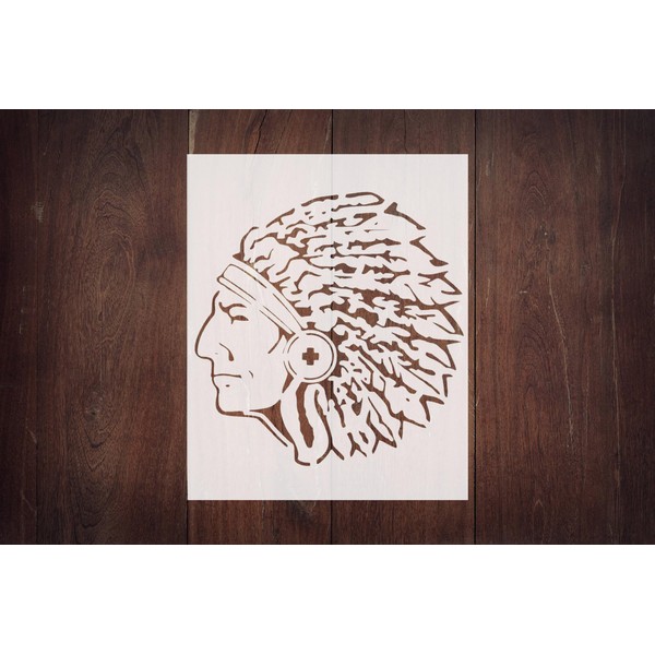 Reusable Indian Chief Head Stencil 8.5" x 11" - Custom,
