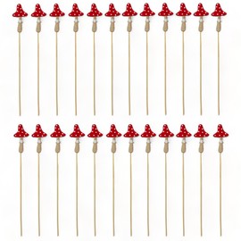 MIJOMA - Set of 24 Decorative Wooden Toadstool Stakes, Magnificent Table Decoration for Christmas and Autumn, Perfect for Arrangements, Gifts, DIY Projects, Flower Stakes (Mushroom Small - 24 Pieces)