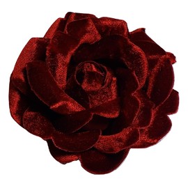 3.5" Red Velvet Rose Brooch Pin Flower Pin Made in USA M&S Schmalberg