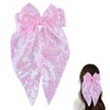 Pink Sequin Hair Bow Clips for Women Girls Glitter Sparkly