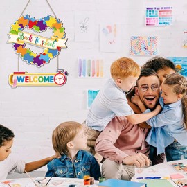 Celestdeco Welcome Back to School Decorations,First Day of School Wooden Door Sign,Puzzle Wall Sign,Welcome Sign for Classroom Door Decor,Back to Class Wall Plaque for Classroom College Room Home