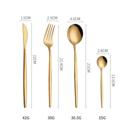 16 Stück Gold Besteck Set,Edelstahl goldenes Besteck set,Besteck Set 4 Personen,Einschließlich Messer/Gabel/Löffel/Teelöffel
