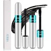 2 Pack 2 in 1 Mascara 5x Longer Waterproof Lash Cosmetics Natural Lengthening and Thickening Effect No Clumping Superstrong Magic 4d Silk Fiber For Vibely Mascara Makeup (2 Pack)