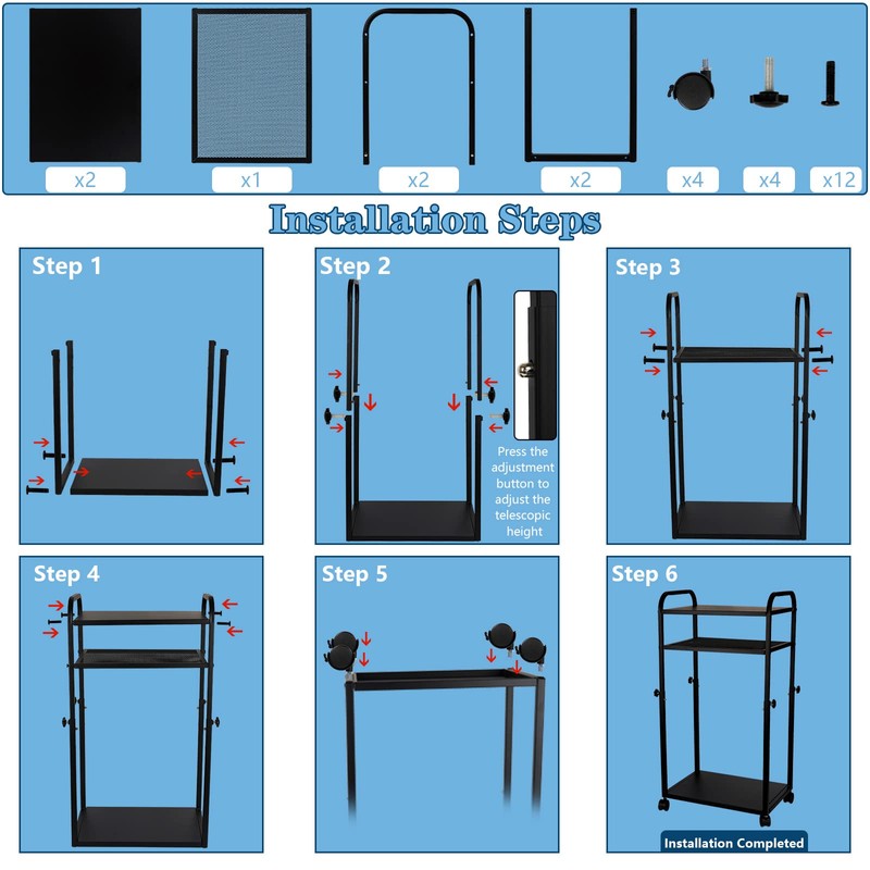 Bfttlity Height Adjustable Computer Tower Stand, PC Stand 3-Tier Mobile