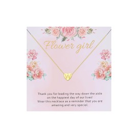 Stocking Stuffers Gifts for Women Flower Girl Initial Necklace Flower Girl Gifts from Bride Dainty Gold Letter Necklace Heart Alphabet Pendant Necklace Flower Girl Proposal Dresses Accessories Wedding Jewelry Gifts