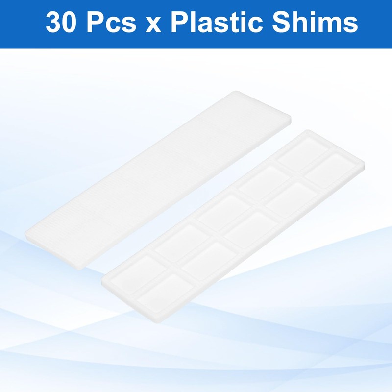 sourcing map 30 Pcs Plastic Flat Shims for Leveling, 3mm(1/8")