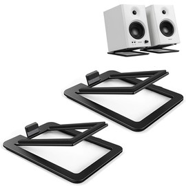 Desktop Sound Stand Base Carbon Steel Material Shock Absorption and Improved Sound Quality Speaker Bracket Tilted for Desktop PC Speakers, Studio and Bookshelf Speakers（A Pair）