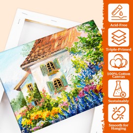 Muyohix Canvas for Painting, 6-Piece Canvas Set Made of Acid-free Cotton, 30 x 20, 20 x 15, 15 x 10 cm, Canvas Stretcher Frame, Canvas Painting for Acrylic, Watercolour, Oil Paint for Beginners