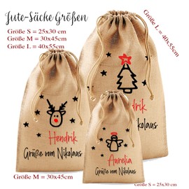 AMBERGER DESIGN by A&M Osterhage amd Nikolaussackerl personalisiert Santa Jute Wichtelsäcke mit Namen Einfach Befüllen und Aufhängen | Beutel für Nikolaus- und Santa-Geschenke