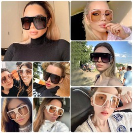 STORYCOAST Oversized Square Sunglasses for Women Fashion Large Shield Shades UV400 Protection (Z1) Pink-Brown