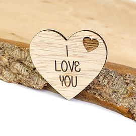 I Love You Wooden Heart Token Little Pocket Hug Miss You Note Hardwood Gift for Someone You Love Thinking Of You Keepsake No Hole. (1)