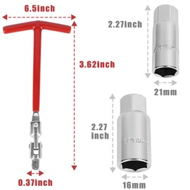 TBESEVENXT Spark Plug Socket Wrench Set T-Handle Universal 16mm (5/8") & 21mm (13/16") Tool for Motorcycles, Lawn Mowers and Small Motor Vehicles Remover Installer Tool