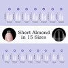 Jsiallye Short Almond Gel Nail Tips,360Pcs Pre Etched Clear Fake