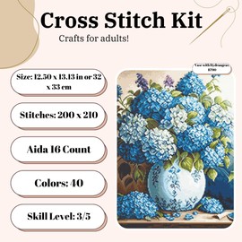 Luca-S Hydrangea Counted Vase Cross Stitch Kit