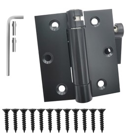 Hoobar 2 Pack Heavy Duty Stainless Steel Self Closing Door Hinges 3 Inch Black Spring Loaded Hinges, Adjustable Tension for Garage, Front Door, Back Door, Auto Close Hinges for Heavy Doors (3 inch)