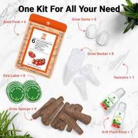 HiHOYA Strawberry Seed Pods for All Hydroponics Growing System, 8 Pods with 600+ Seeds of Cherry Tomato, Jalapeno Pepper, Cayenne Pepper, Strawberry and Bell Pepper