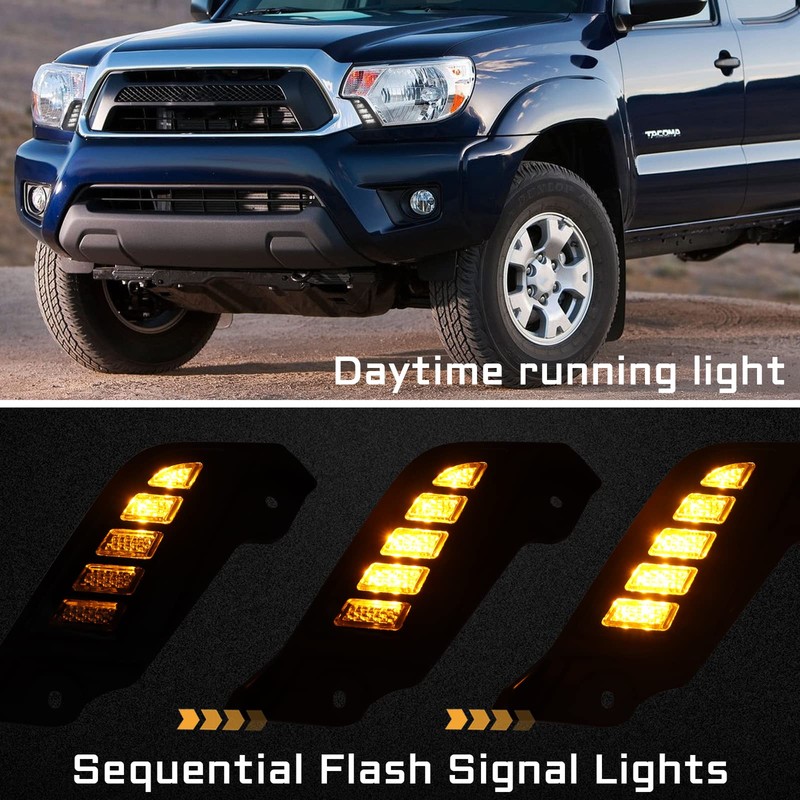PGTOPONE Switchback White/Amber LED Front Side Marker Headlight Daytime Running