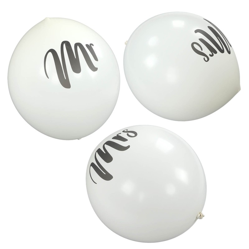 6 Pcs Balloons 36in MR MRS Letters Printed White Giant