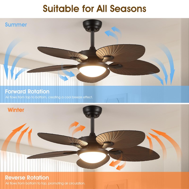 Wiviniya Tropical Ceiling Fans with Lights and Remote/APP Control, 44