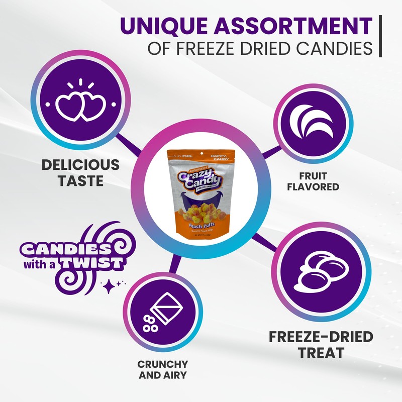 Andersen's Crazy Candy Freeze Dried Candy - Peach Puffs